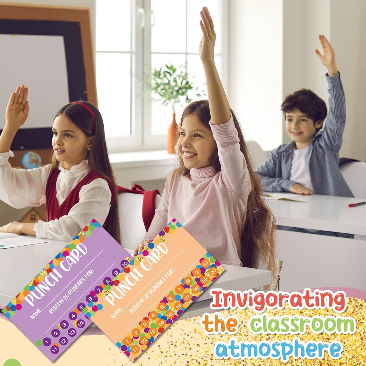 Fumete 400 Pcs Punch Cards for Classroom Reward Cards Behavior Incentive Loyalty Awards for Kids Students Teachers School Business, 8 Styles, 3.5 x 2 in(20 Polka Dots Punches Style)