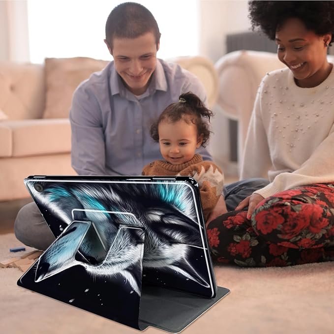 for Fire HD 10 Tablet Case 11th Generation 2021 and Amazon Fire HD10 Plus Case 10.1", 360 Degree Rotating Stand Smart Protective Case,for Fire HD 10 2021 Tablet,Starry Sky Wolf