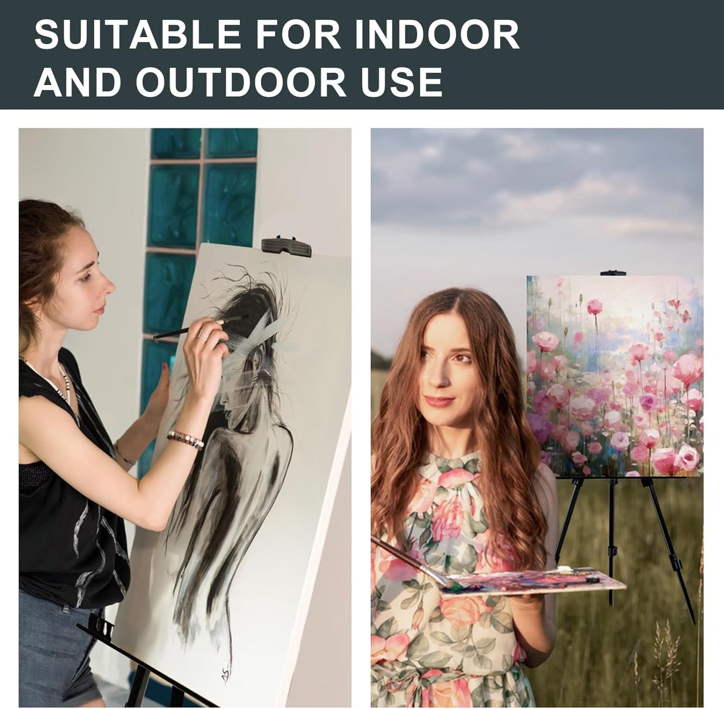 AROIC Art Painting Artist Easel Stand, Painting Display Easel Stand,Portable Adjustable Iron Tripod Display Stand with Bag, Height from 20 to 66 in for Table-Top/Floor Drawing and Displaying(12 Pack)