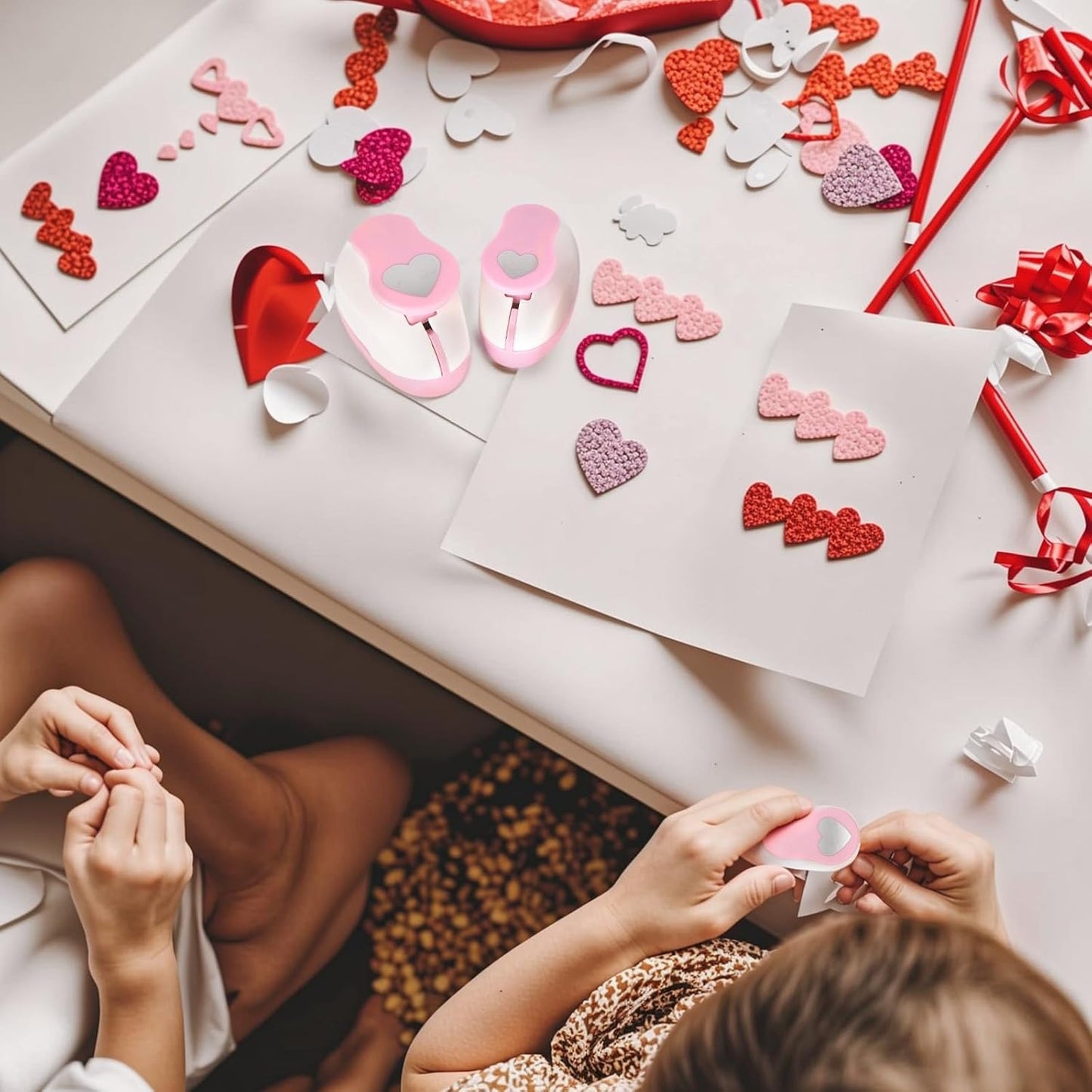 LOVEINUSA Pink Heart Shape Hole Punch 3PCS Set, High Precision Design for Romantic Heart Patterns for Wedding, Greeting Cards Decations, Scrapbooking DIY, Tissue Papers for Gift Bags & Decorations