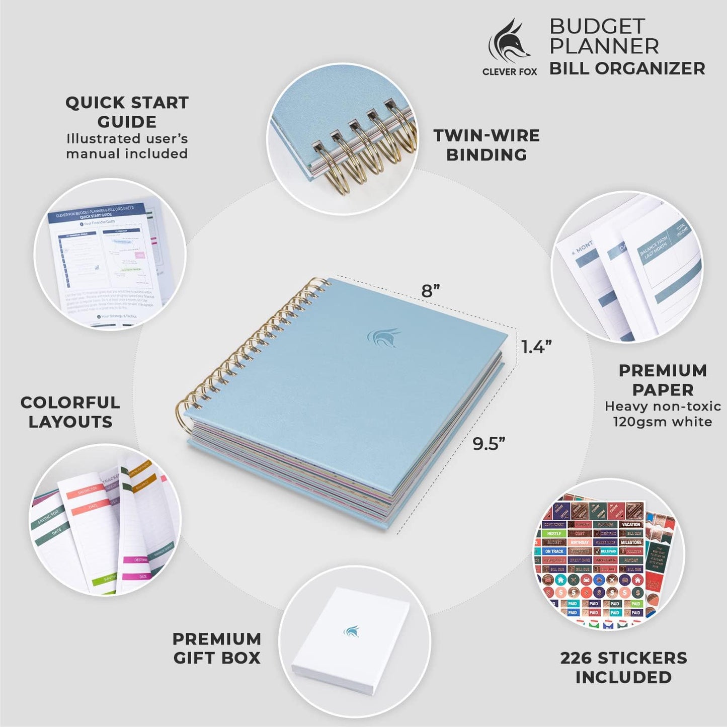 Clever Fox Budget Planner & Monthly Bill Organizer With Pockets. Expense Tracker, Budgeting Journal & Financial Book. Large, 8x9.5" (Lavender)