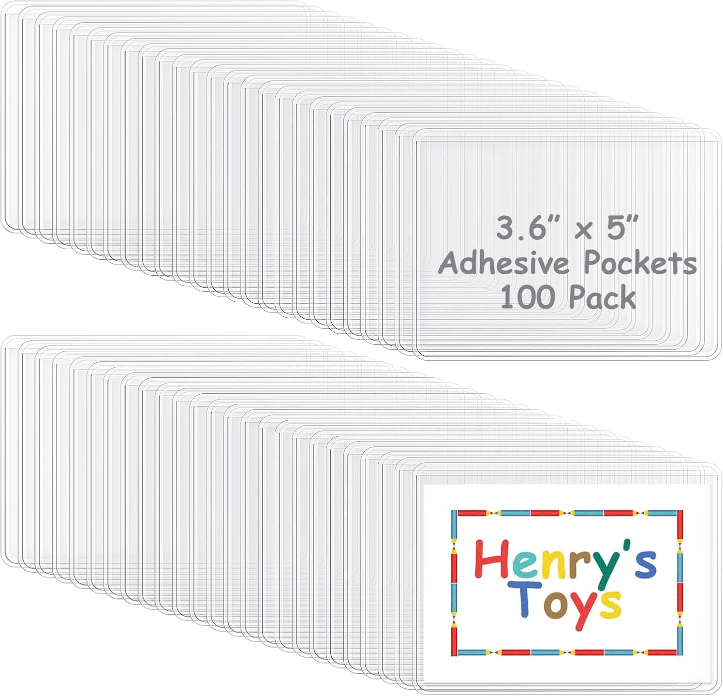 Jeyiour 100 Pcs Label Holders Adhesive Nameplate Pockets Storage Bin Labels Index Card Holder Shelf Plastic Peel Stick for Classroom Supermarket Bookshelf Library Student Box Drawer (3.6 x 5 Inch)