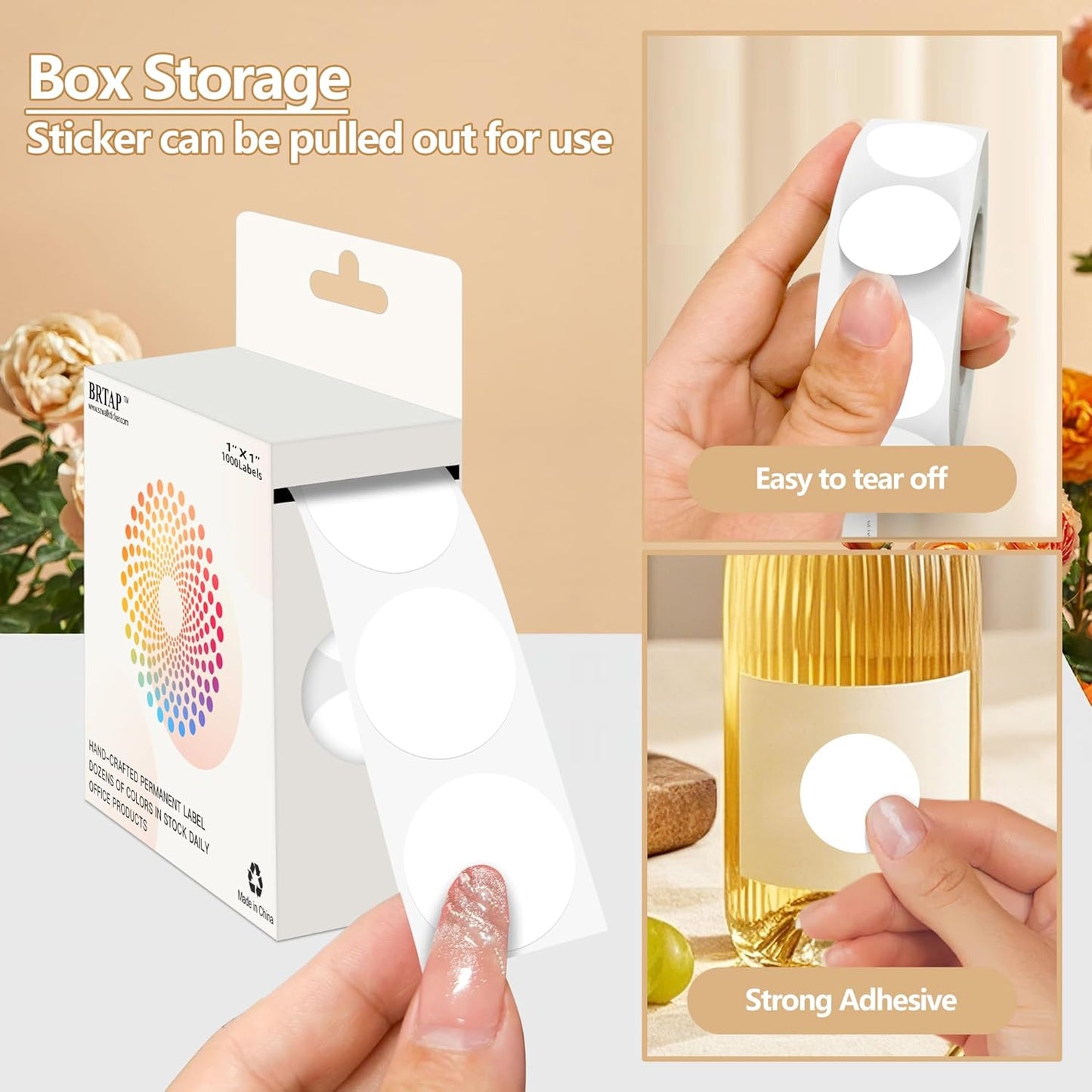 White 1 Inch Round Color Coding Dot Labels, 10 Rolls 10000 Dot Stickers in Dispenser Box - Permanent Adhesion, Vibrant Colors, Highly Visible