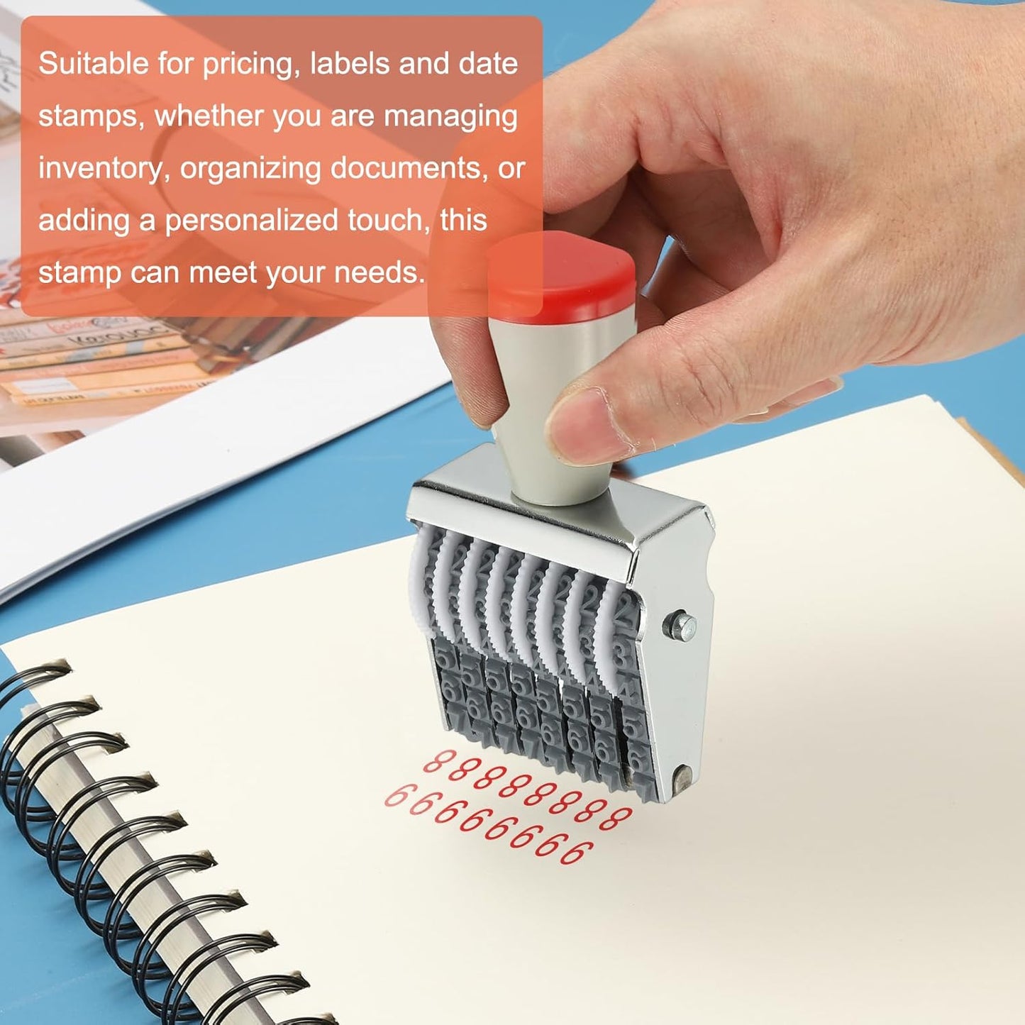 PATIKIL 8 Digit Number Roller Stamp, Adjustable Rubber Stamp Changeable Numerical Symbol Office Date for Business Creative Price Tag