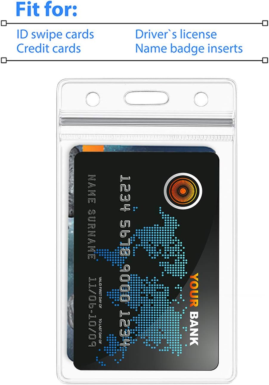 Bird Fiy Lanyards with Id Holder Badges Name Tags 50 Pack Lanyards with Bulldog Clip and 50 Pack Waterproof Clear Plastic Vertical Name Tag Badge ID Card Holders (Navy Blue)