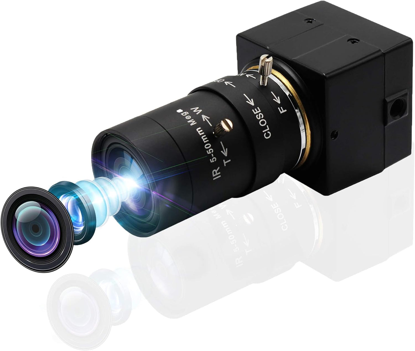 SVPRO USB Web Camera 1080P Full HD Webcam with Zoom Lens, 5-50mm Telephoto Webcam Manual Focus with Sony IMX323 Sensor, H.264 0.01lux Low Light Camera for Industrial Machine Vision,UVC Free Drive