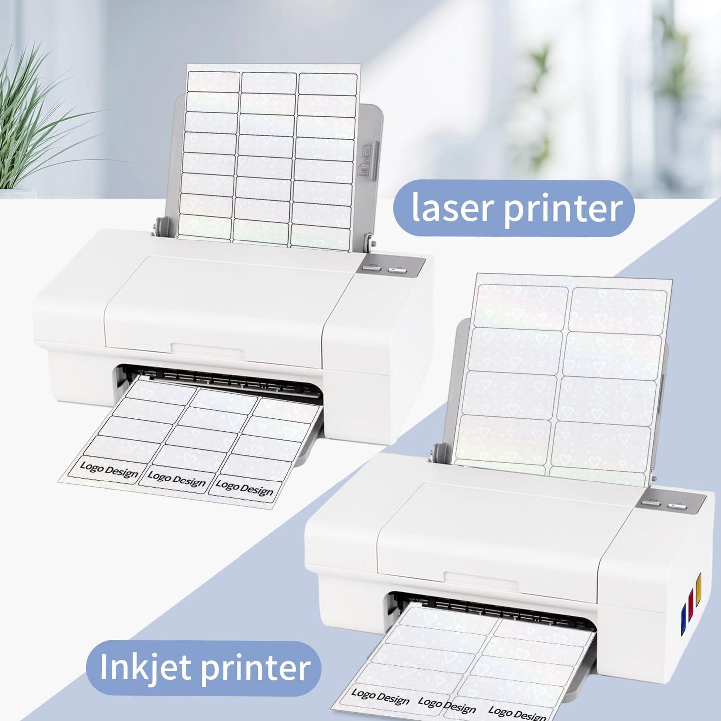 STARLIBOO Transparent Stickers Labels -1" x 2-5/8" Clear Address Labels Mailing Stickers for Laser/Inkjet Printer 8.5"×11"- 20 Sheet (Clear Holographic Heart)