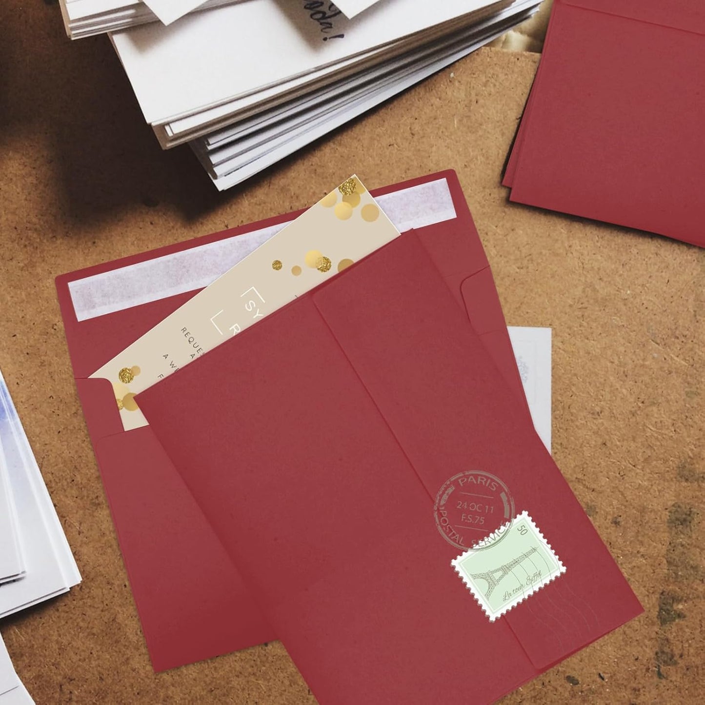 Joyberg 50 Packs Wine Red 5x7 Envelopes, Wine Red Envelopes 5x7, Wine Red Envelopes, Deep Red Color A7 Envelopes, Burgundy Envelopes 5x7, Invitations, Photos, Greeting Cards, Mailing (Wine red)