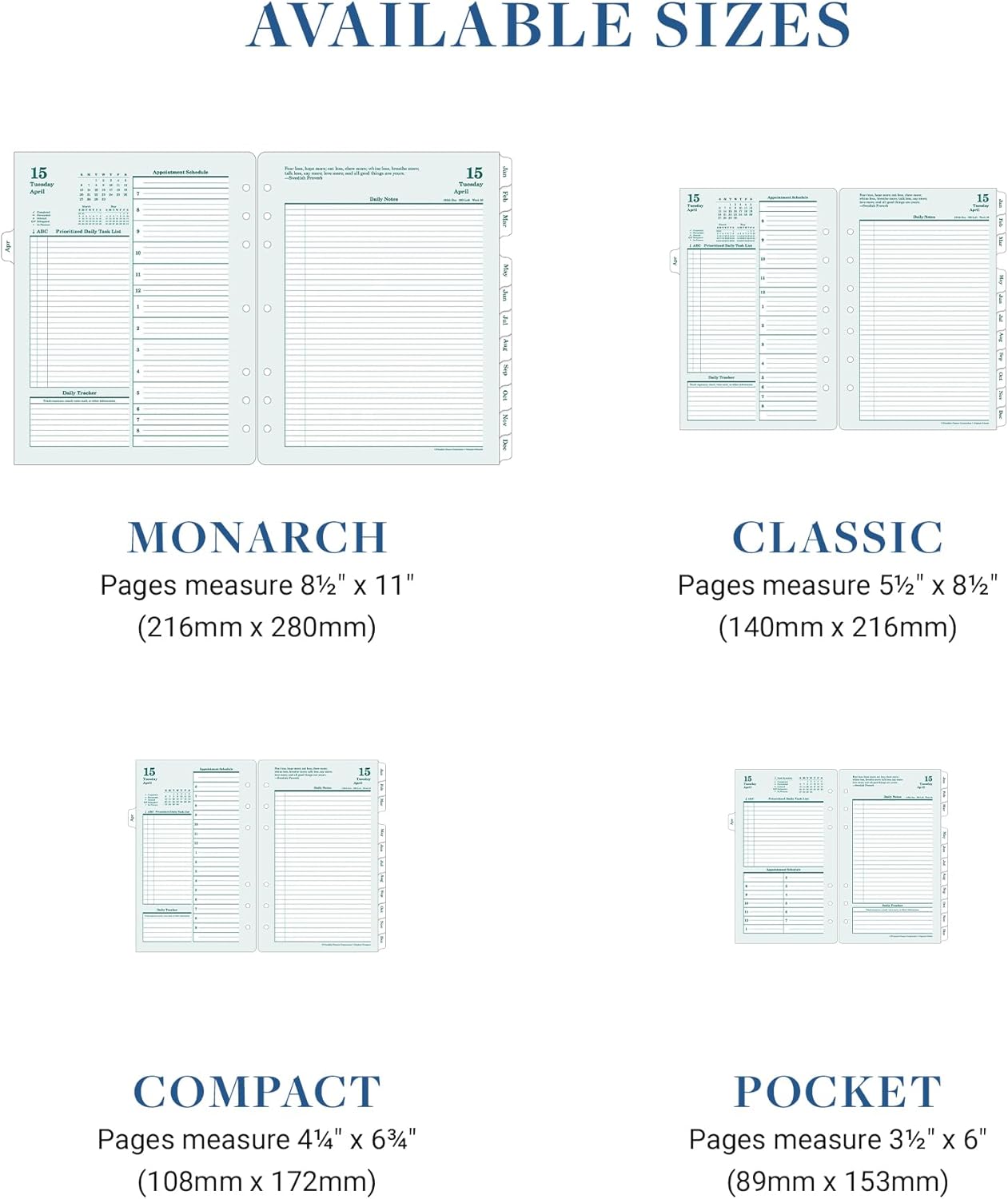 FranklinCovey - Original Two Page Per Day Ring-Bound Planner (Monarch, Apr 2025 - Mar 2026)