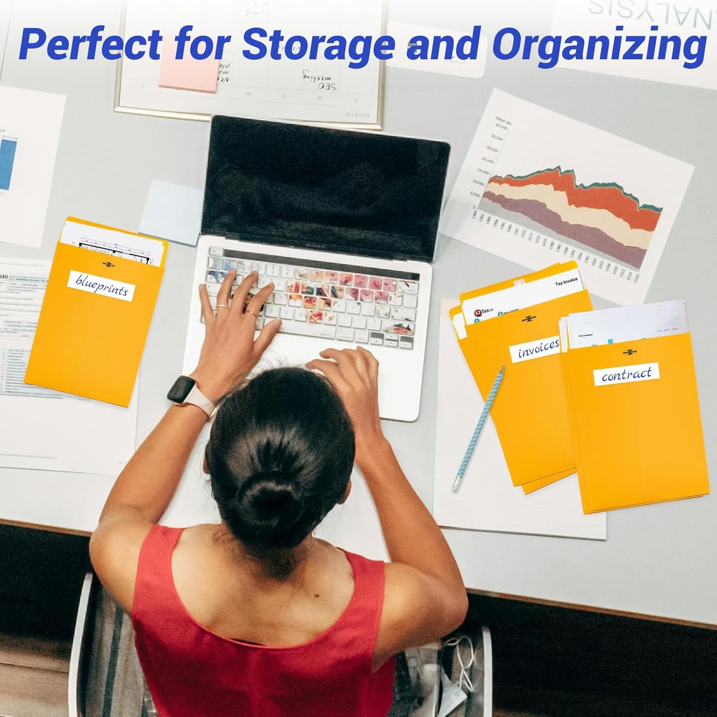 9x12 Expanding Manila Envelopes with Clasp 25 Pack, Goefun 180 GSM Heavyweight Expandable Manilla Folders 8.5 x 11 Letter Size, 1.2'' Expansion, for Home Office Business Storage and Organizing