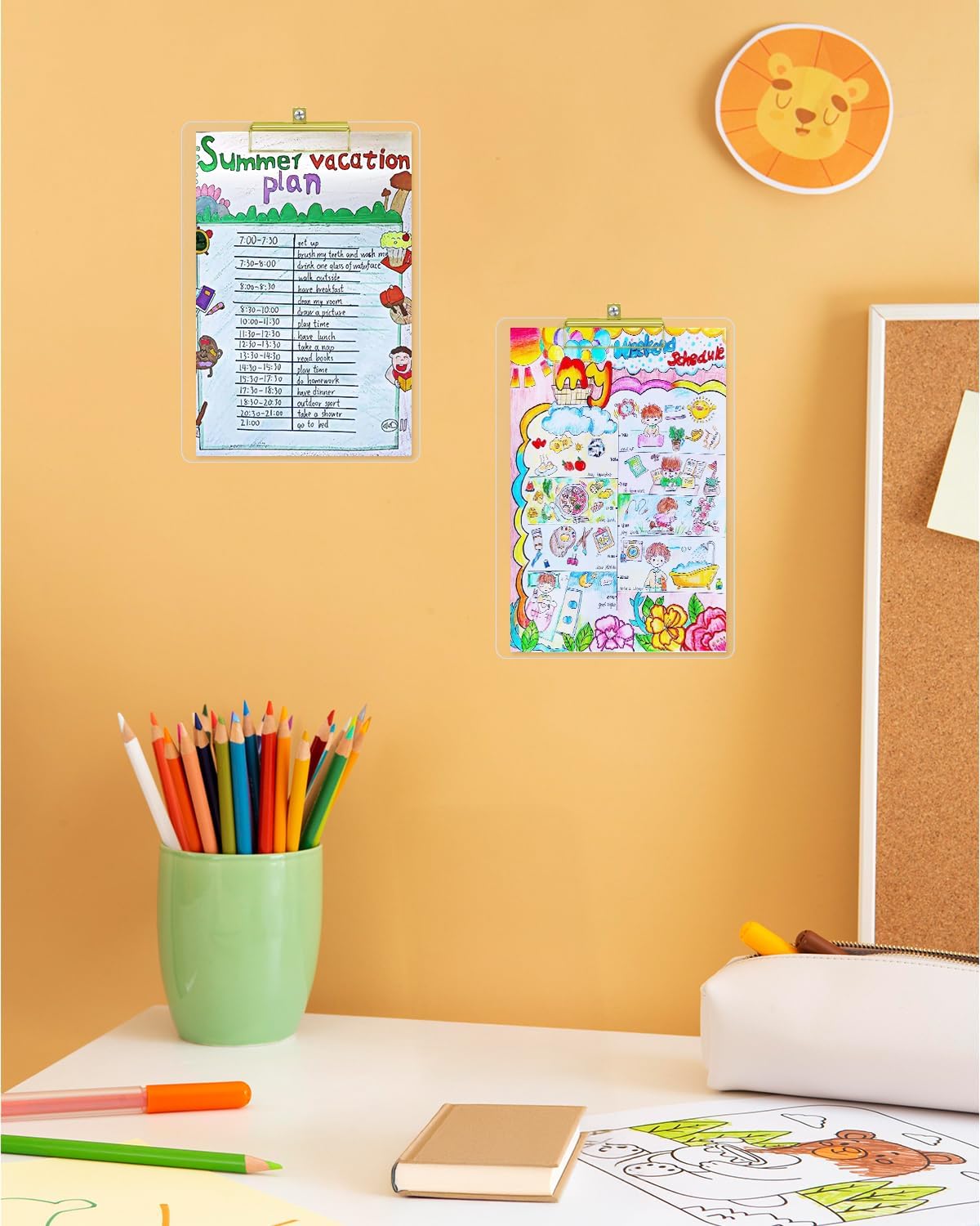 Honagu Acrylic Clear Clipboards, Transparent Plastic Clipboard with Gold Strong Clip Hidden Hanging Hole, A4 Letter Size Clipboards for Nurses, Art Student, Teachers,School & Office Supplies, 1PC