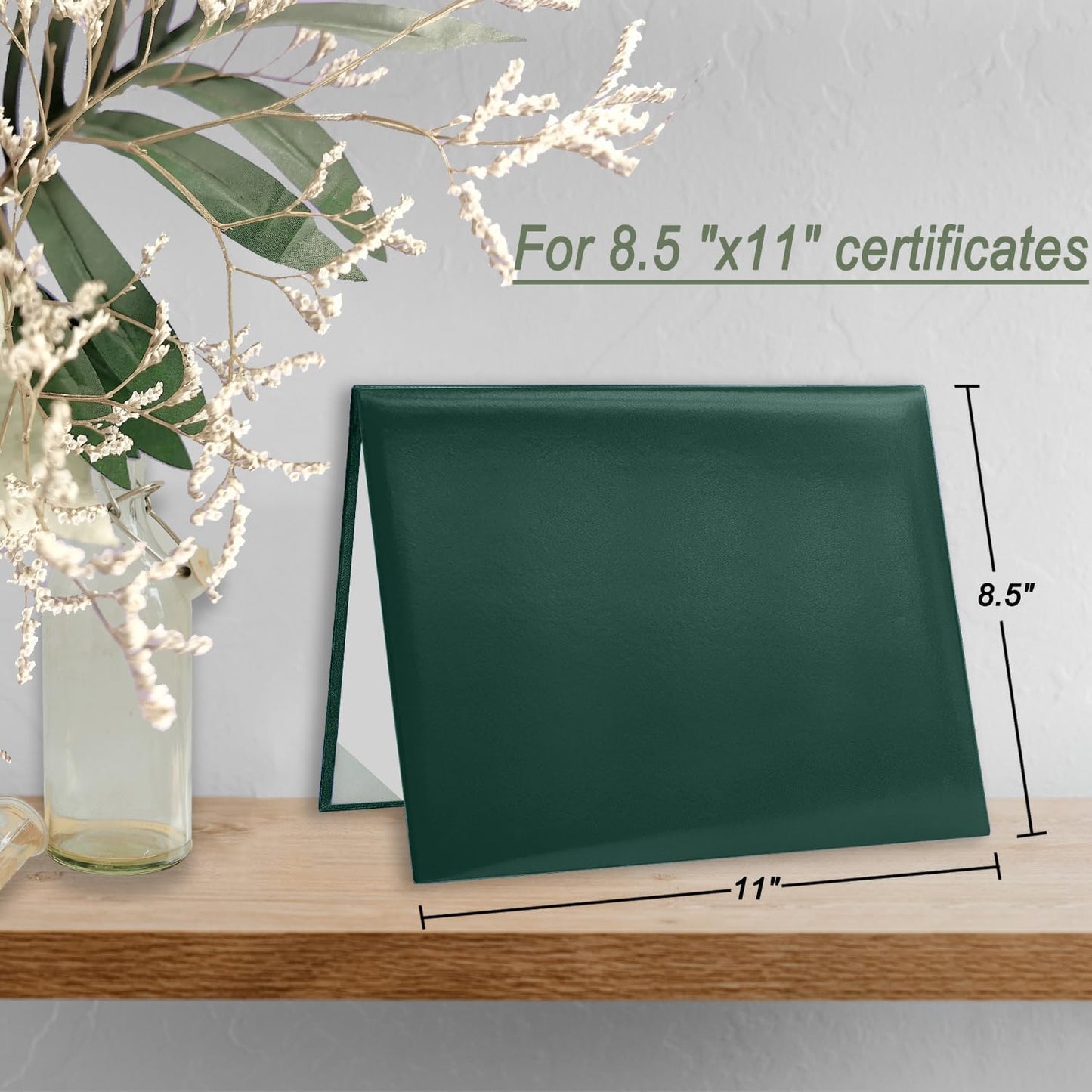 Certificate Holders 8.5"x11" Graduation Diploma Cover Document Leather Folders,Forest Green-2 Pack