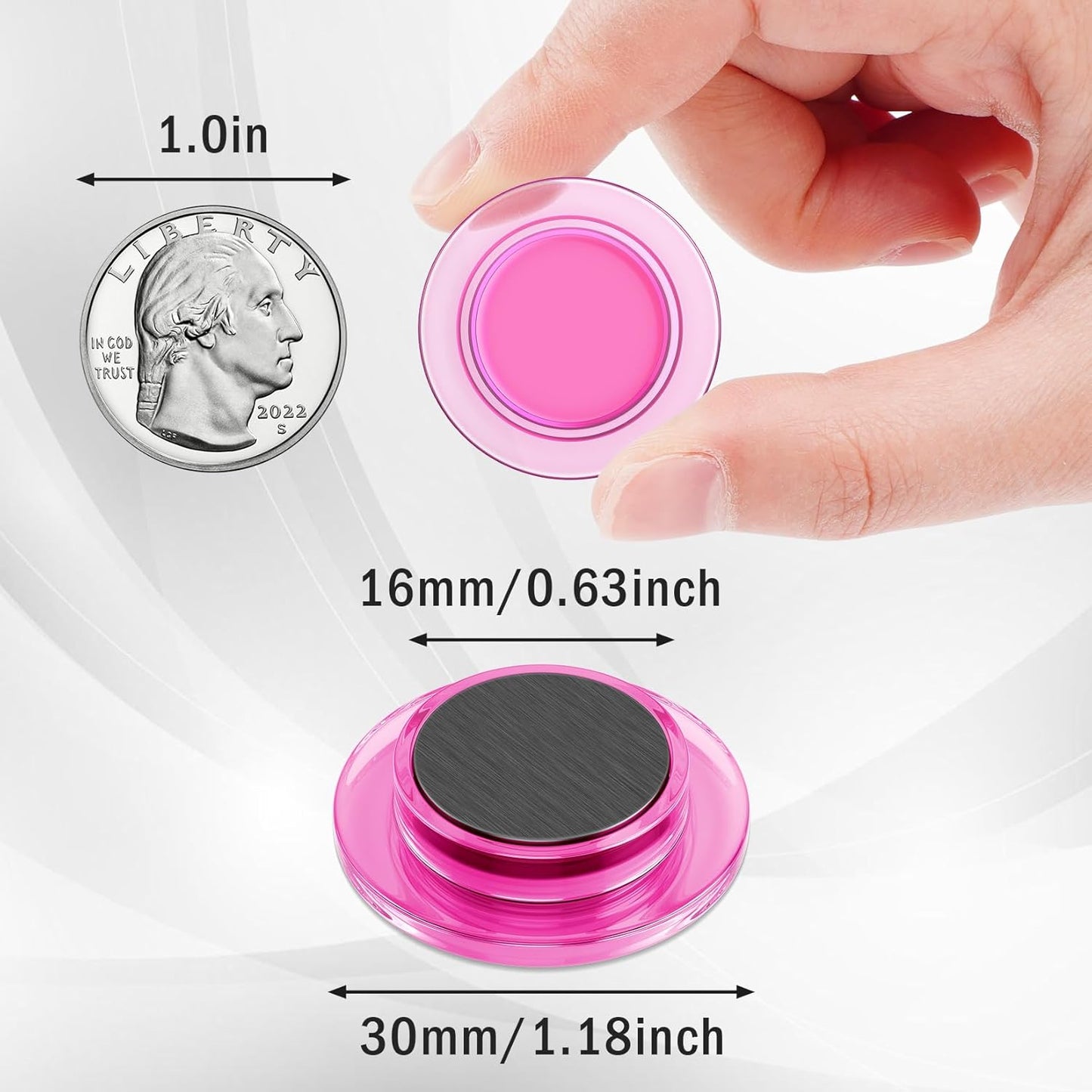 VNDUEEY 45 Pcs Round Whiteboard Magnets, Refrigerator Magnets, Dry Board Fridge Magnet, Small Magnet Teacher Supplies for School, Home, Office(Pink, 3cm/1.18in)