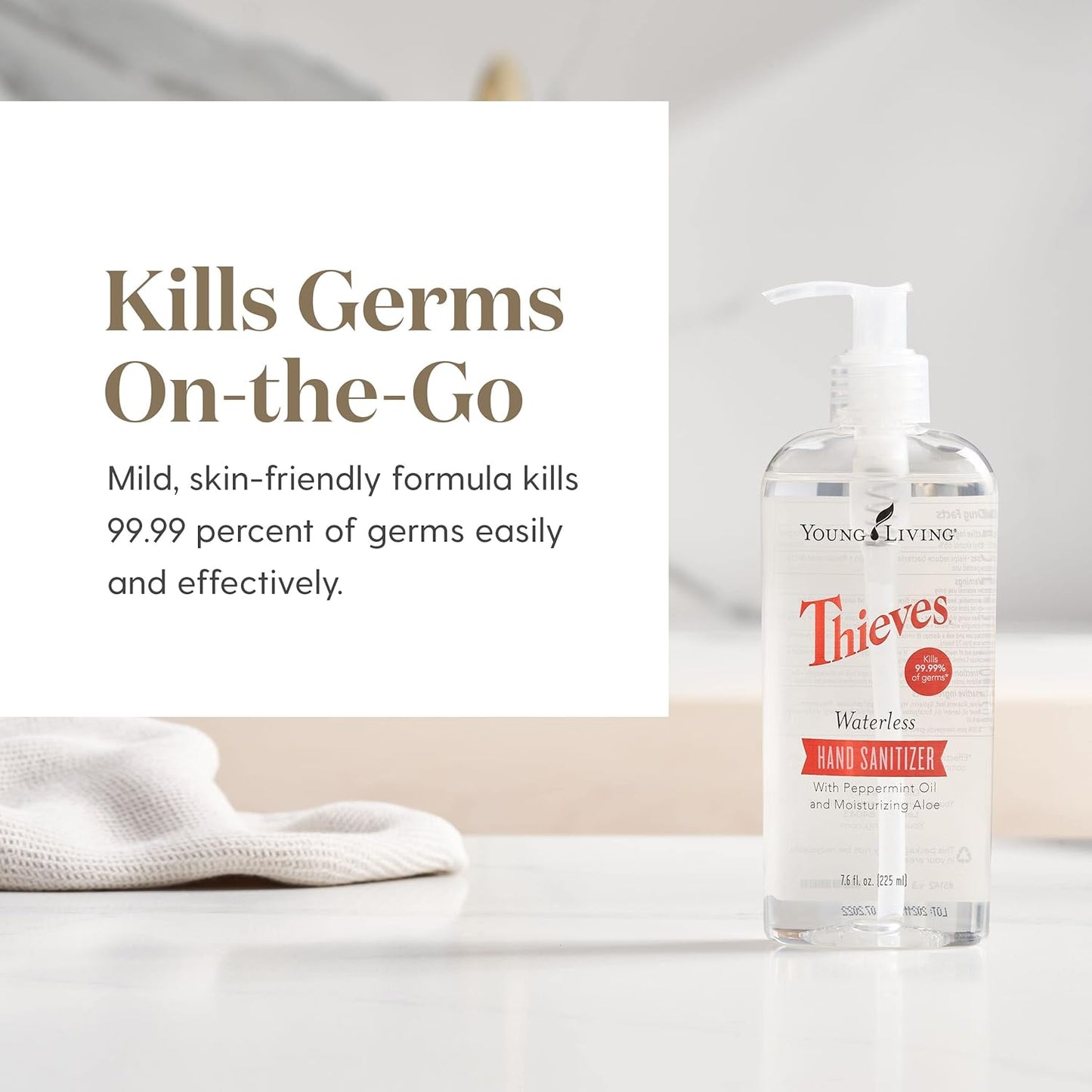 Young Living Thieves Hand Sanitizer – Essential Oil-Infused, Plant-Based, Quick-Drying, 7.6 fl oz