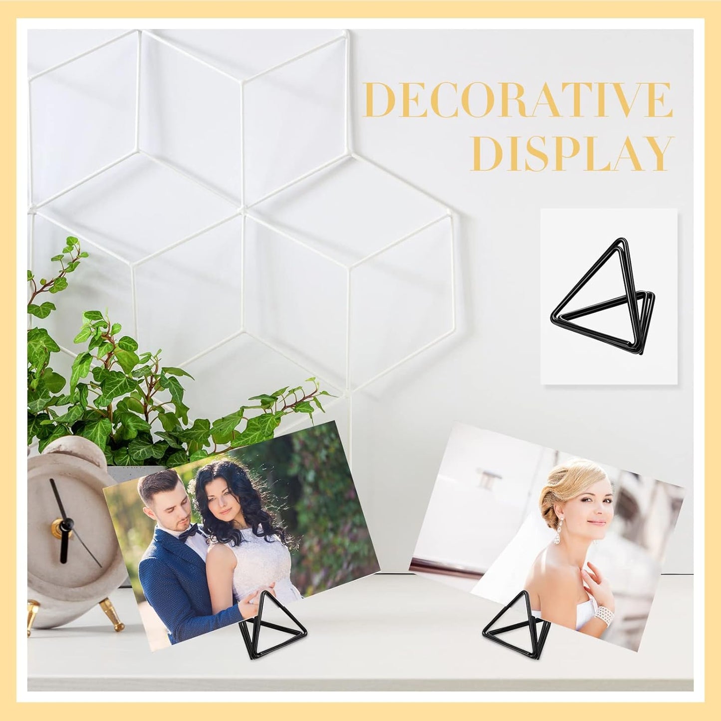 Epakh 100 Pcs Place Card Holder for Table Card Holders for Wedding Triangle Shape Table Number Picture Clips Stand for Centerpiece Anniversary Party(Black)