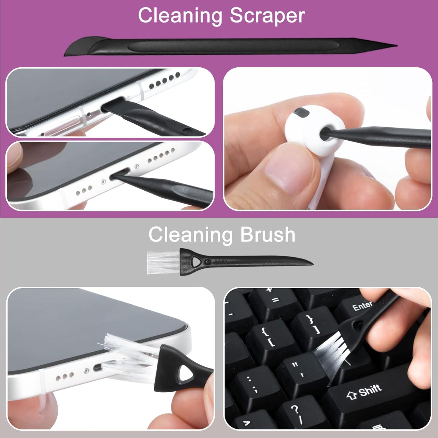 2Pcs Laptop Screen Monitor Cleaner Spray, walrfid Portable Phone Touchscreen and Car Screen Cleaning Kit for Cell Phones, Tablet, PC, Computer, iPhone, iPad, MacBook Pro - Grey and Purple