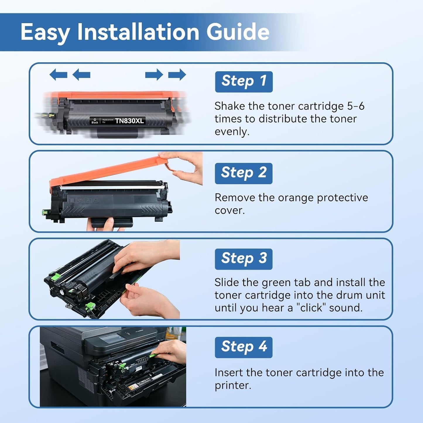 MYTONER Compatible Toner Cartridges Replacement for Brother TN830XL TN830 XL/V/R TN-830 for DCP-L2640DW HL-L2460DW MFC-L2820DW HL-L2400D HL-L2405W HL-L2465DW HL-L2480DW Printer, 1xBlack