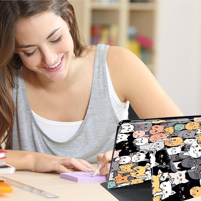 for Kindle Fire 7 case 2019 2017 Release 9th 7th Generation,360 Degree Rotating Stand Smart Protective Cover Case for Amazon fire 7 Tablet 9th/7th Generation,Cute Cat