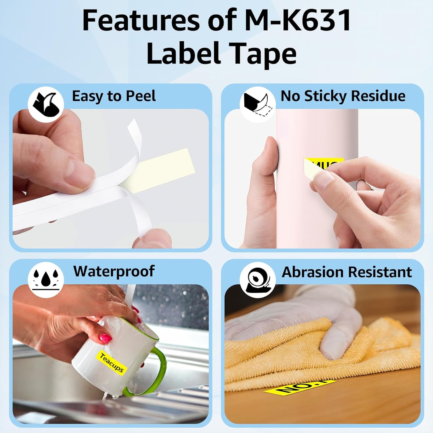 Compatible for Brother P-Touch M Tape M-K631 MK631 M631 MK-631 Black on Yellow Label Tape 0.47" (12mm) x 26.2ft for PT-90 PT-M95 PT-70 PT-70BM PT-85 PT-80 PT-45 PT-65 Label Makers, 3 Pack