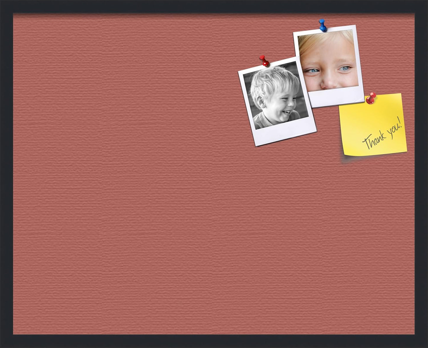 PinPix 30x24 Inch Cork Bulletin Board. This Decorative Framed Pin Board Comes with Crimson Pastel Design and a Satin Black Frame. Ideal for Home Office Decor or Message Board (PinPix-1807)