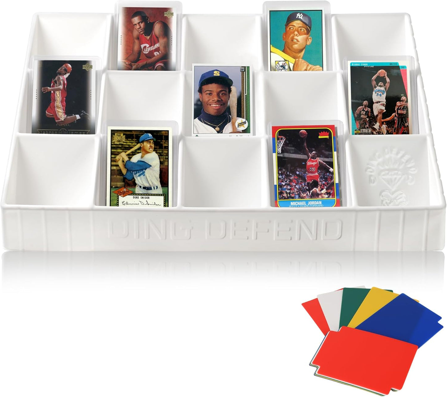 Card Sorting Tray - Stackable Trading Cards Organizer, 15-Compartment Sorter Tray for Organizing Raw Cards, Sleeved Cards or Toploaders– Includes 15 Trading Card Dividers, White