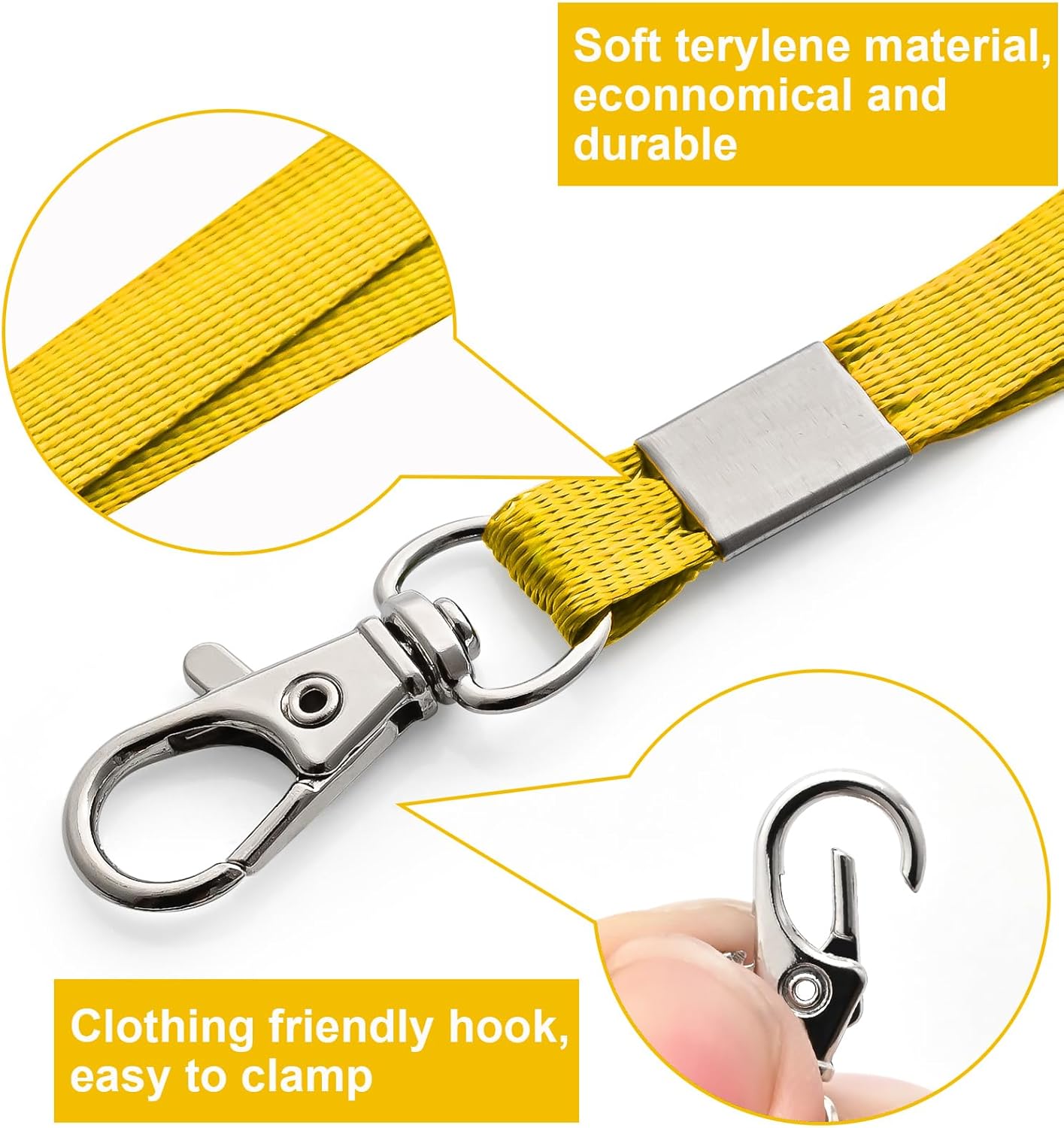 100 Pack Lanyards for ID Badges with Clear Name Tags, Reusable Lanyards Horizontal ID Card Badge Holders Plastic Name Badges for Men Women Kids Business School and Office Supplies (Yellow)