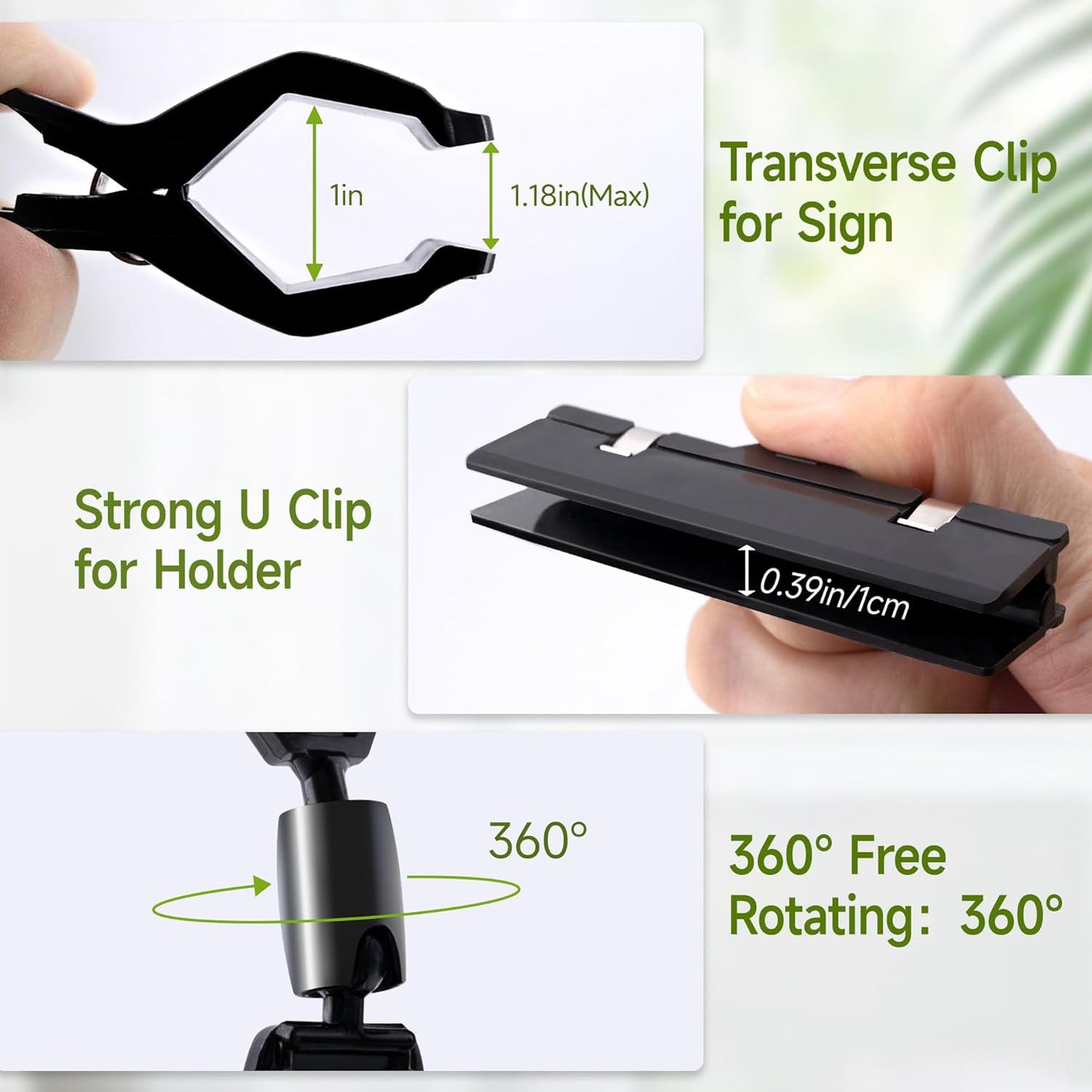 Mlici Sign Clips for Display, 26 Pack Plastic Sign Holder Clips for Retail, Double Sided Swivel Price Label Holder Clips, Rotatable Merchandising Pop Clips for Home Office Retail Store Display, Black