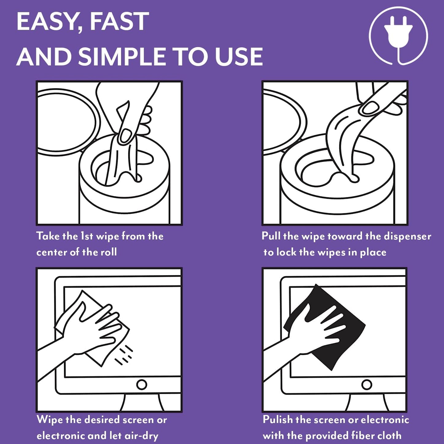 Screen Cleaner Wipes: Electronic Wipes for Screens - Computer Screen Wipes for Lens, Phone, Tv Screen and Monitor Cleaning - Tech Wipes & Microfiber Cloth (Canister, 100 Count)