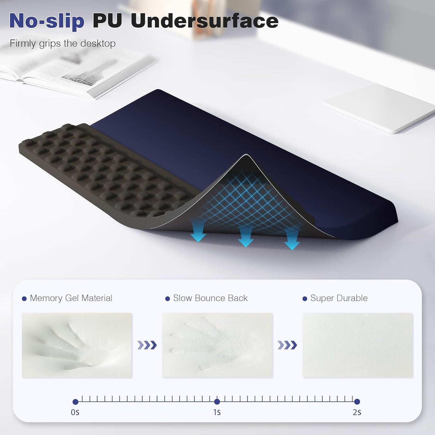 Ospelelf Ergonomic Keyboard Wrist Rest Stand Riser Holder Pad for Typing Black Blue