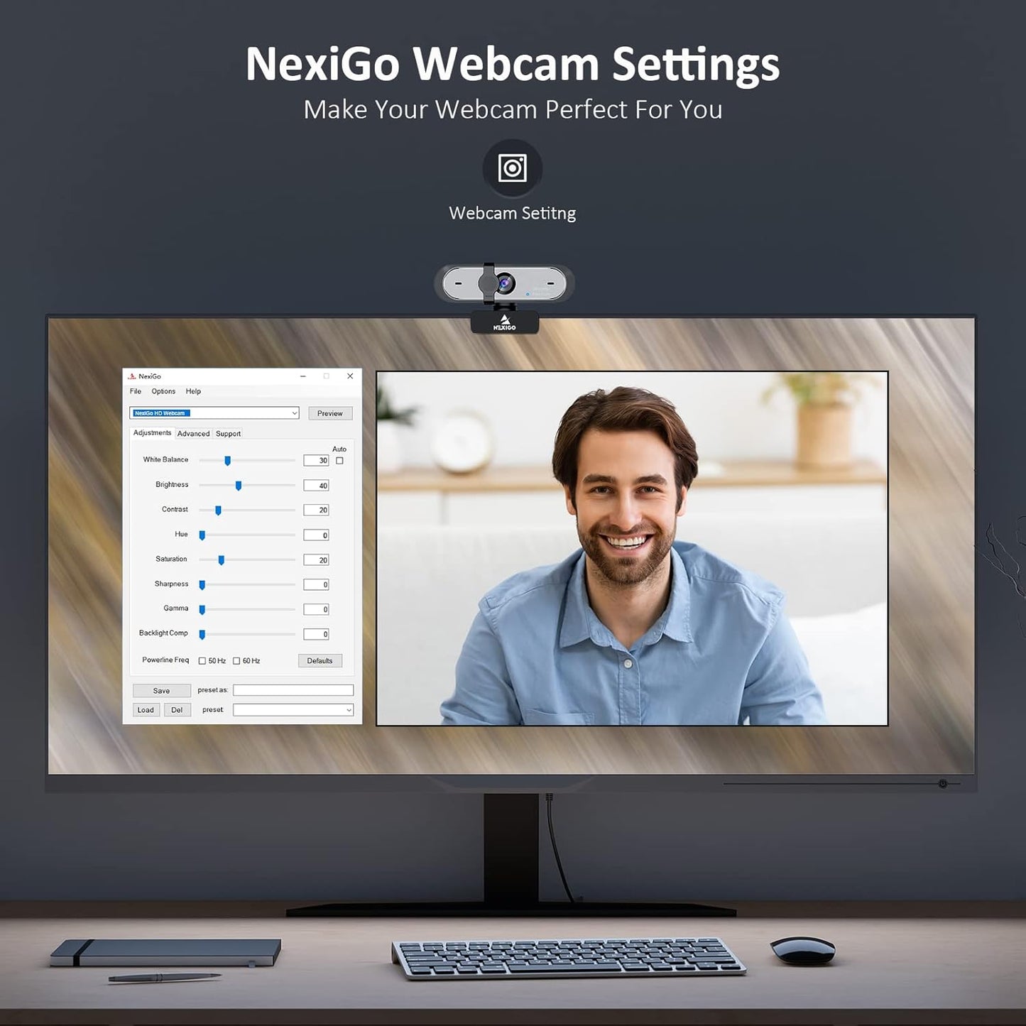 NexiGo N660P 1080P 60FPS Webcam with Software Control, Dual Microphone & Cover, Autofocus, HD USB Computer Web Camera, for OBS/Gaming/Zoom/Skype/FaceTime/Teams/Twitch