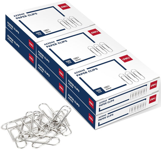 Deli #1 Smooth Paper Clips, 600 Medium Paper Clips, 6 Boxes of 100 Each, Silver