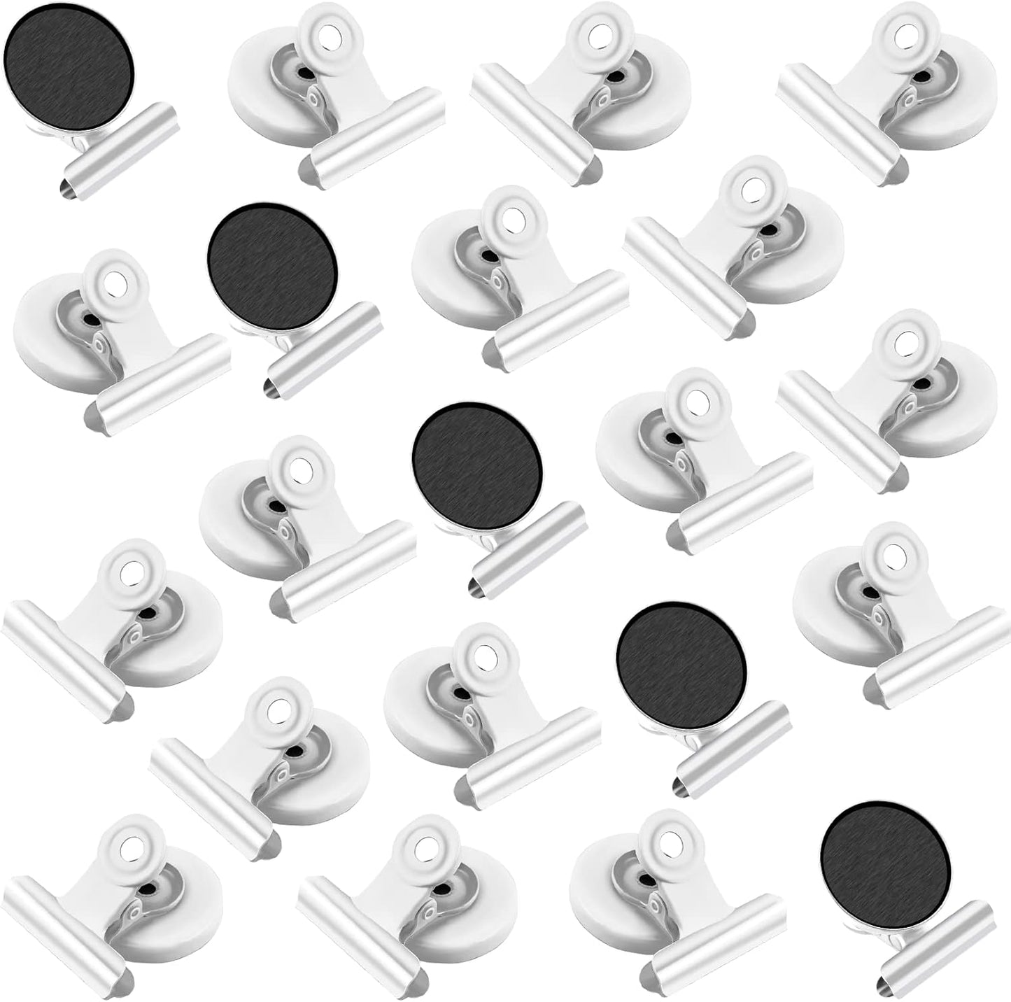 VNDUEEY 20 Pack Magnetic Paper Clip Dispenser Holder, Paperclip Dispenser for Desk, School, Office, Fridge Magnets Refrigerator Magnets, Magnet Clips for Whiteboard Locker (White)