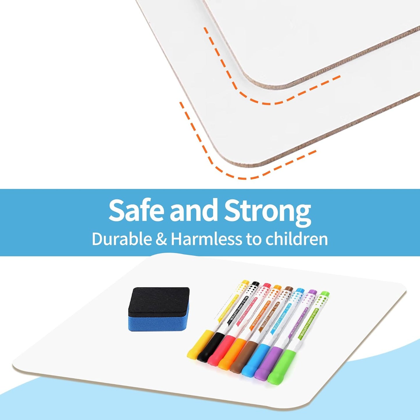 Dry Erase Lapboards Student Pack of 12,9x12 inch Double Sided White Boards,Small Mini White Dry Erase Boards for Students Whiteboards Including Mini Dry Erase Erasers and Colored Markers