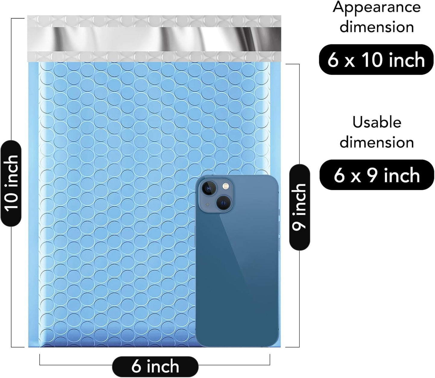 Fuxury Bubble Mailer 6x10" 600 Pack Light Blue,Self-Seal Adhesive Packaging Bags, Waterproof Poly Bubble Mailers Bulk, Mailing Evenploves Packaging For Jewelry, Cards, Makeup, CD, Small Business #0