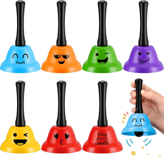 6 Pcs Call Bell Ring Service Hand Bell Smile Ringing for Desk Classroom Hotel Counter Reception Restaurant Food Line, Wedding Events(6 Color)