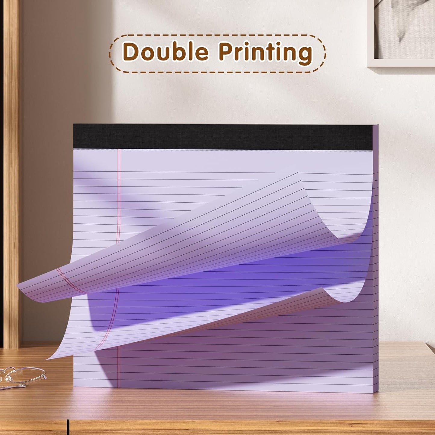 11" x 9.5" Legal Pads College Ruled Notepad 2 Pack Pink & Purple Colored Note Pads 30 Sheets Lined Paper Pads 80 GSM Legal Pad Perforated Writing Pads with Sturdy Back for School, Office, Home