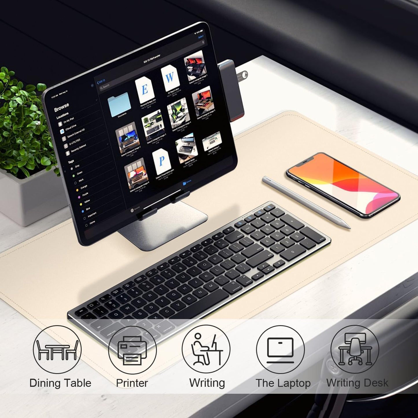 Large Desk Pad 47.2" x 17", Leather Desk Mat Protector, Non-Slip PU Leather Desk Blotter Pad, Large Mouse Keyboard Mat, Waterproof Desk Cover Pad for Office & Home(Beige)