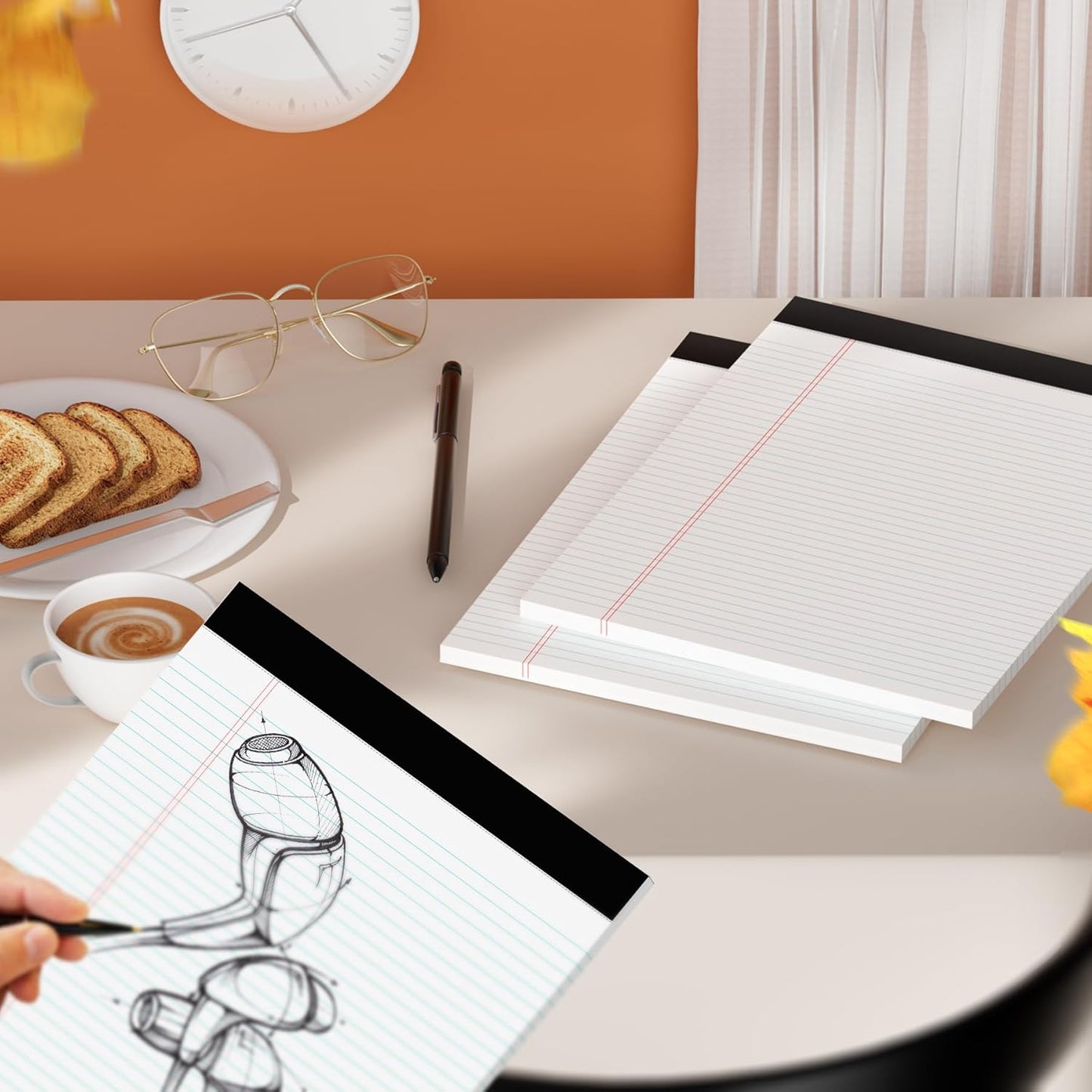 24 Pack White Legal Pads 8.5 x 11 Writing Note Pads College Ruled Writing Pads 8.5 x 11, Lined Paper Pads, 30 Sheet/Notepad, 38 Lines Perforated Notepads 8.5 x 11'' for School, Home, Office