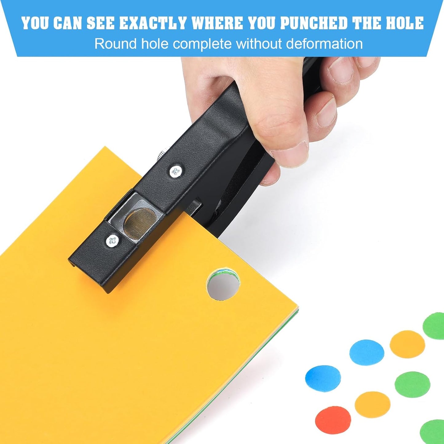 Hole Punch,Heavy Duty Hole Puncher Single,Paper Punch Portable Hand Held Long Hole Punch for Paper Cards Plastic Cardboard (10MM)