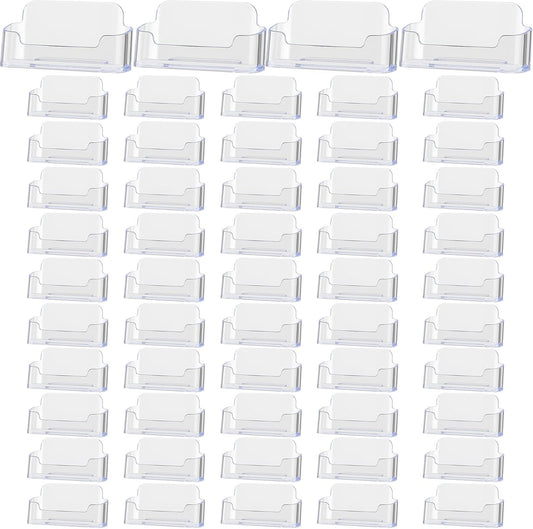 Thenshop 64 Pack Business Card Holder Desktop Business Card Stand Acrylic Holder Stand Clear Postcard Display for Home Office Desk Table (Desktop Style)
