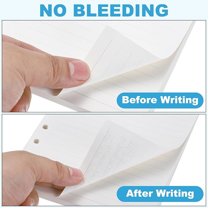 PATIKIL A6 Ruled Refills Inserts 6-Ring Binder Loose Leaf Planner Filler Paper Planner Inserts, 80 Sheets/160 Pages, Lined, White