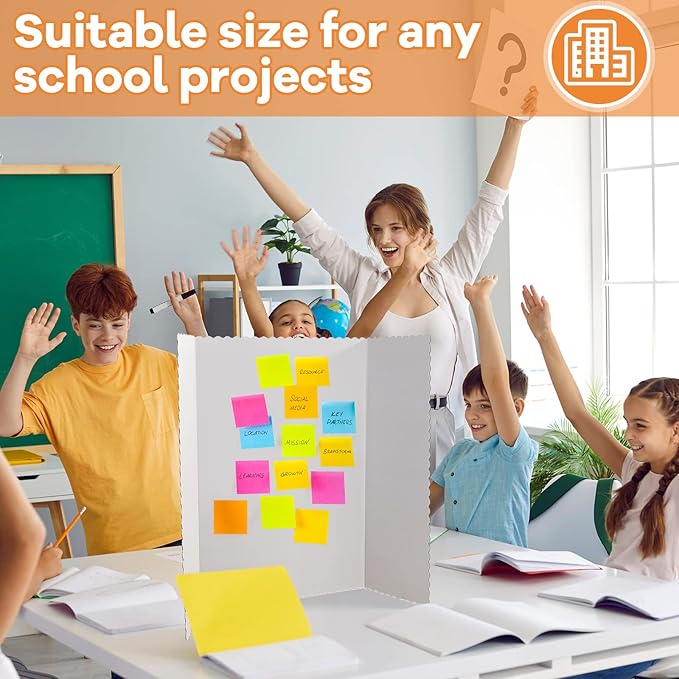 Ctosree 36 Pcs Tri Fold Display Board,36" x 48" Portable Lightweight Foldable Presentation Poster Board for Office Projects Exhibitions Workshops, White