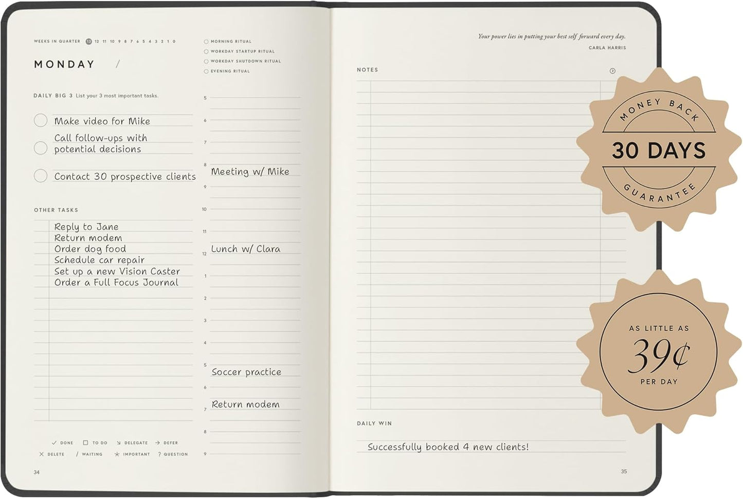 Full Focus Sea Blue Linen Planner by Michael Hyatt - The #1 Daily Planner to Set Annual Goals, Increase Focus, Eliminate Overwhelm, and Achieve Your Biggest Goals - Hardcover