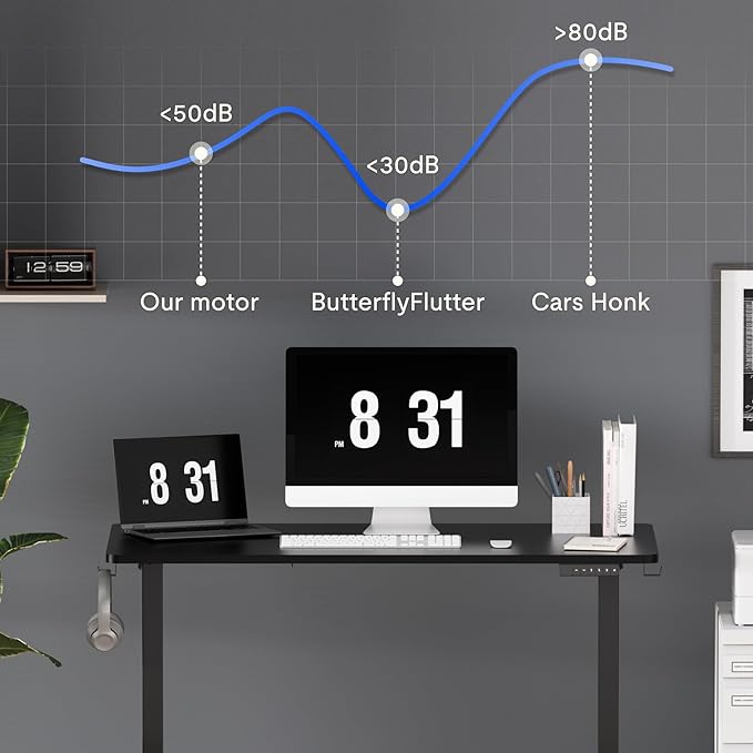 FLEXISPOT Standing Desk Electric Height Adjustable Desk with 55 x 24 Inches Splice Board, Ergonomic Memory Controller, Black Top + Black Frame