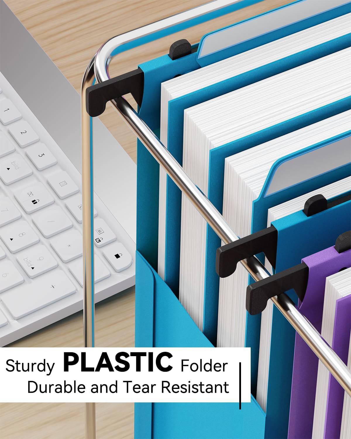 Ansook Plastic High Capacity Hanging File Folders,Heavy Duty 4”Expansion Accordian Pocket,Staggered Tabs with Movable Dividers,Reinforced Extra Wide, Letter Size,Folders for Filing Cabinet,6 Pack