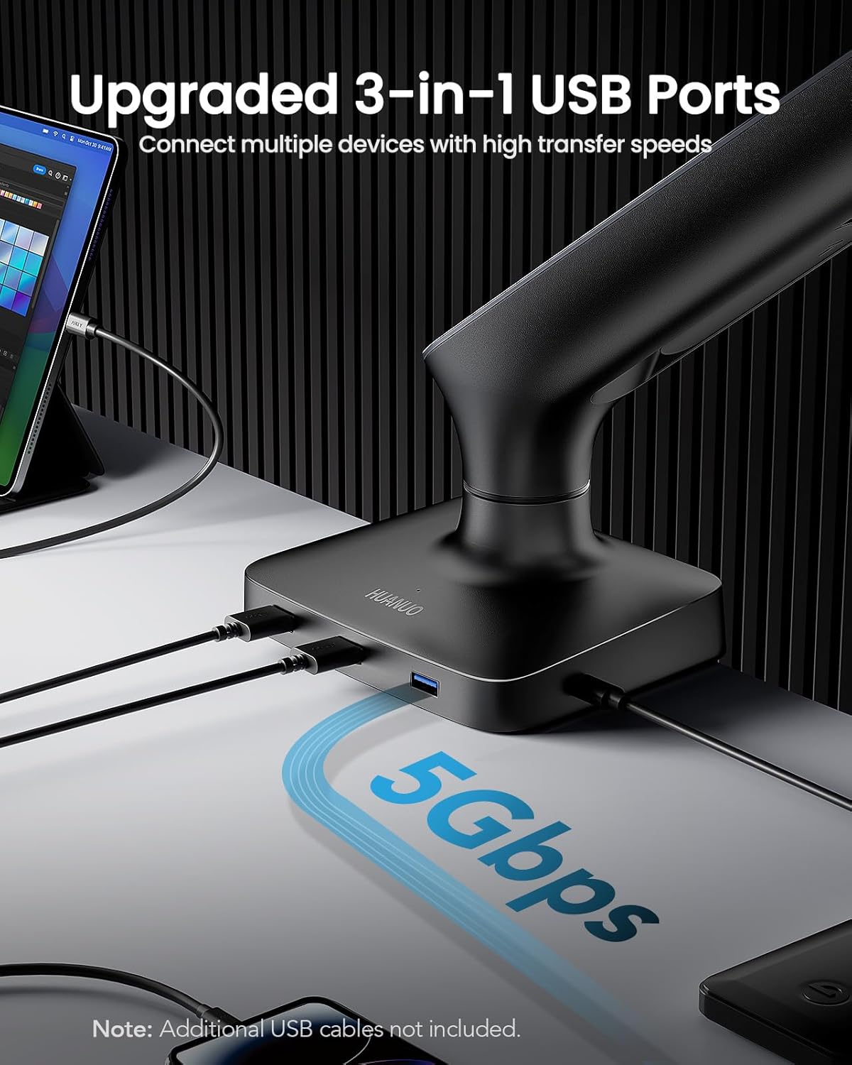 Single Monitor Mount for 13-40 Inch Screens up to 24 lbs, Ergonomic Adjustable Monitor Arm with Built-in USB 3.0 Hub, Space-Saving VESA Desk Mount for Home Office & Gaming, C-Clamp & Grommet Base