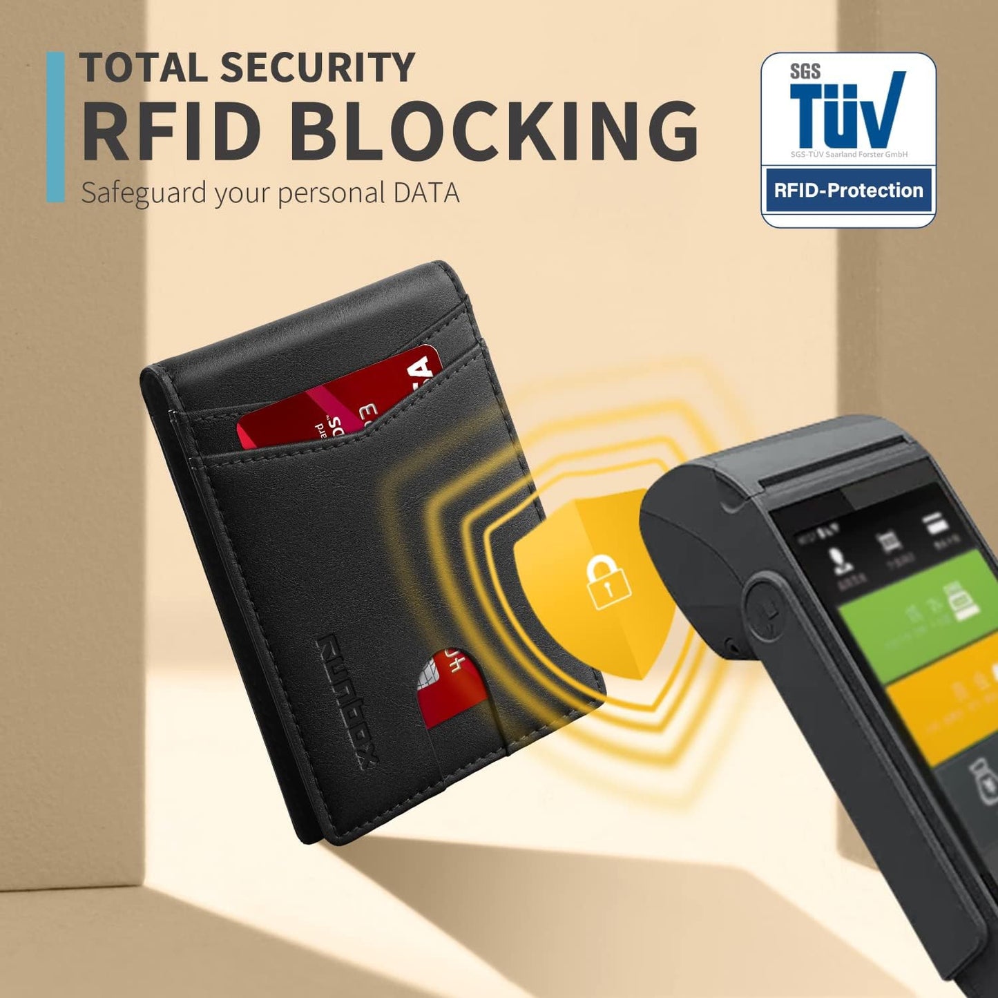 RUNBOX Wallet for Men Slim Rfid Leather 2 ID Window With Gift Box