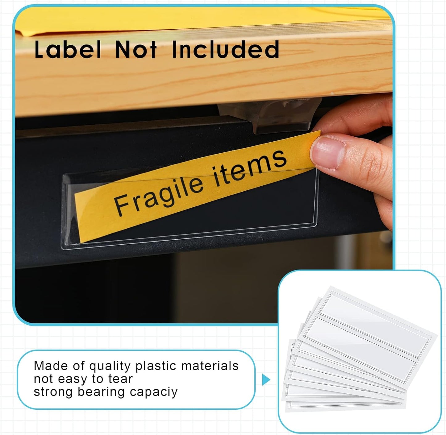 Chinco 30 Pack Self-adhesive Index Card Pockets with Top Open for Loading - Ideal Index Card Holder for Organizing and Protecting - Crystal Clear Plastic(1.2 x 4.4 Inches)