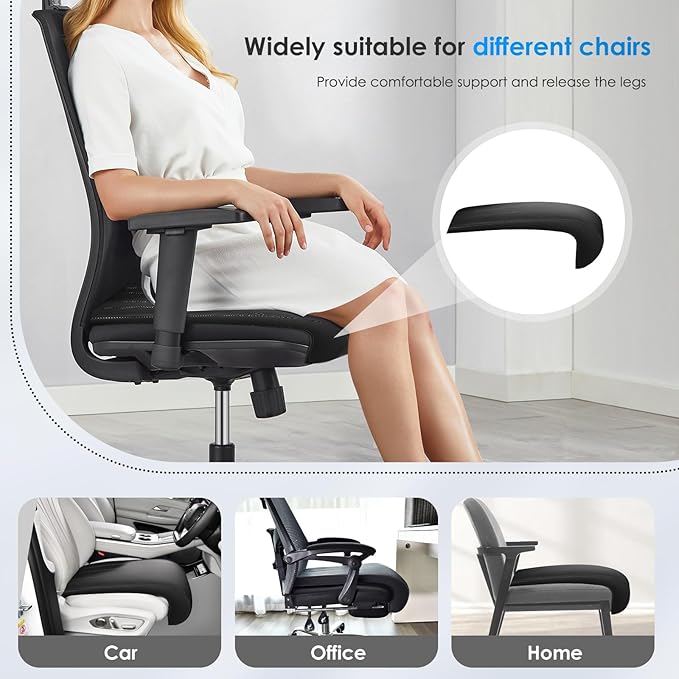 FLORICH Car Seat Extender Leg Extender Support Cushion for Driver Seats Office Chair, Leather Carseat Leg Support for Long Drivers Universal Car Seat Cushion Legs Rest Pads-Light Black