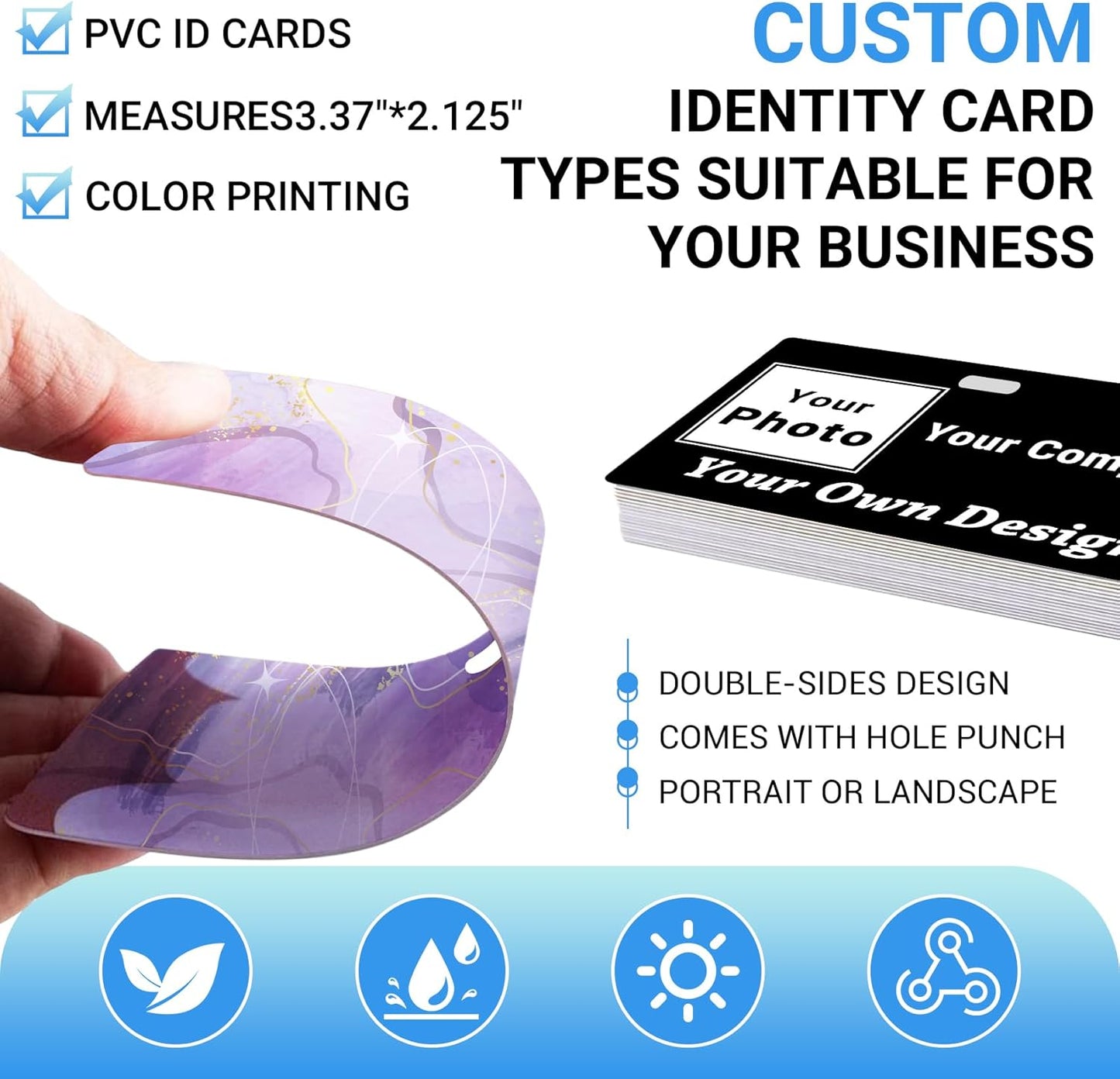 Custom Id Badge Custom Id Card Identification Badges Customizable Personalized Name Badge Customize Name Tag Photo Logo Employee Work Office Volunteer Customized Personal (Horizontal-4)